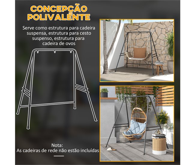 Suporte para Cadeira Suspensa aço Outsunny Preto