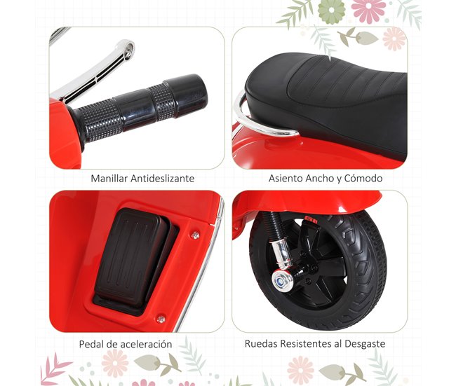 Mota Elétrica para Crianças Metal e PP HOMCOM Vermelho