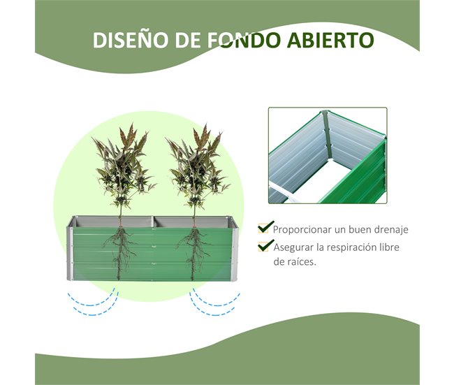 Caixa de Plantio Aço Outsunny, varanda e jardim - jardinagem Verde