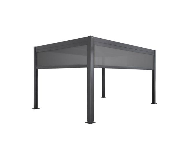 Pérgola bioclimática, alumínio e aço, com toldo 3m + toldo 300x400 Cinza