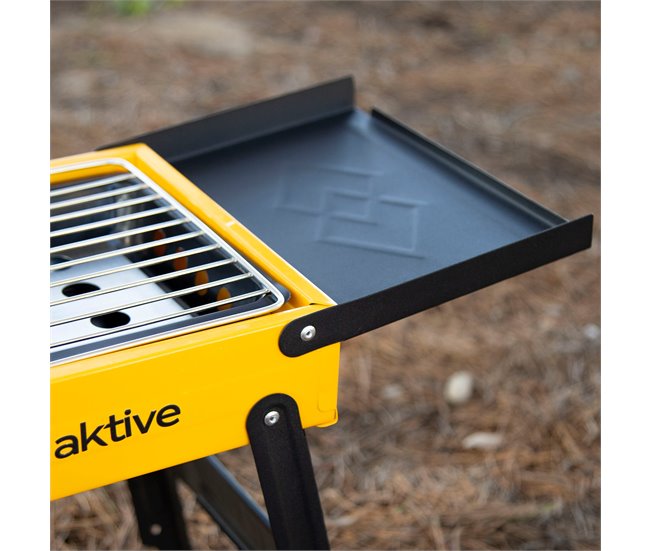 Aktive Churrasqueira dobrável a carvão aço com bandejas laterais Amarelo