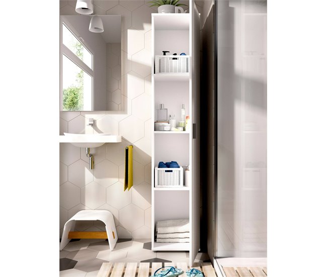 Armário multiuso com 1 porta efeito madeira 39 Branco