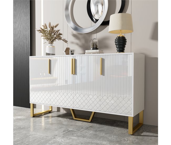 Aparador de mdf com 4 portas Branco