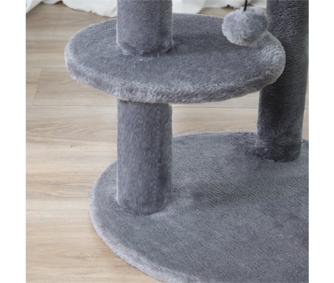 Arranhador para Gatos Aglomerado de Madeira, Pelúcia e Sisal Cinza