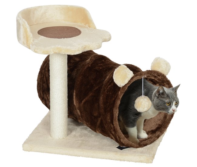 Arranhador para Gatos Melamina de Madeira, Pelúcia e Juta PawHut Castanho