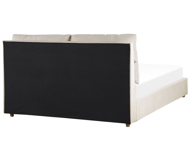 Beliani Cama com estrado Veludo BATILLY Bege
