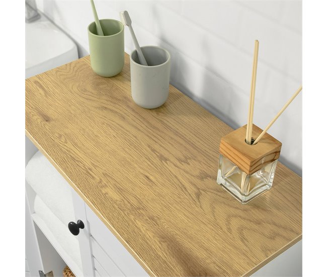 Armário de casa de banho de chão 2 prateleiras BZR41-W SoBuy Branco