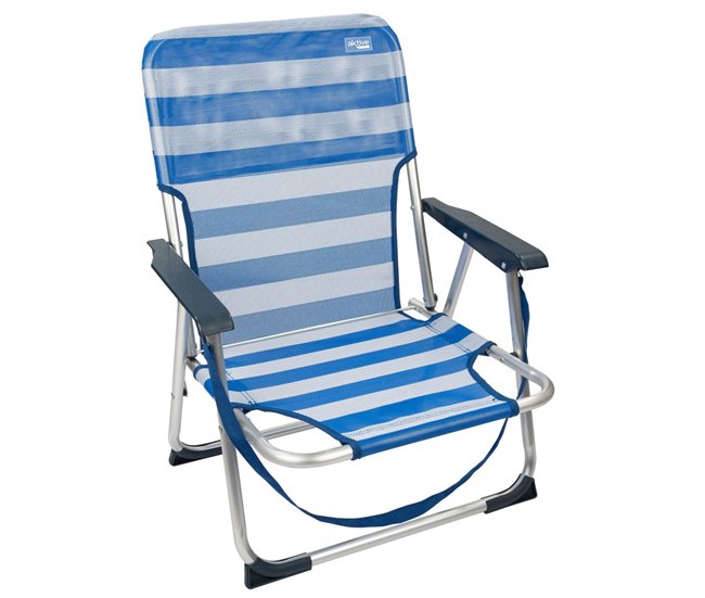 Aktive Pack 2 cadeiras de praia às riscas fixas e dobráveis Multicor