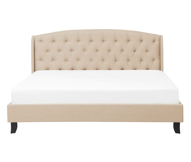 Beliani Cama com estrado Poliéster BORDEAUX 147x217 Bege