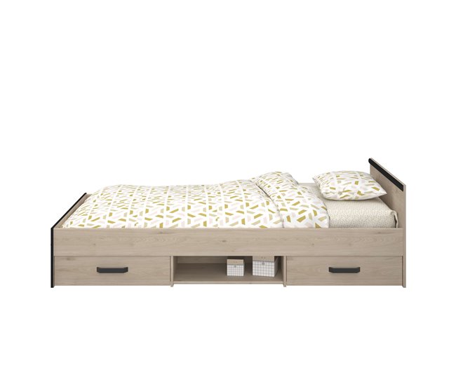 Cama Jovem Village com 2 gavetas e 1 nicho 90x203 Branco/cinza
