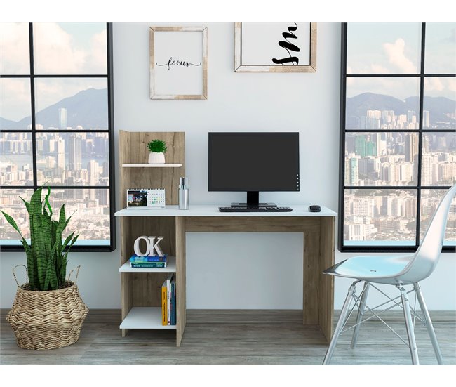 Mesa de escrita Vilna 120, com estante Multicor