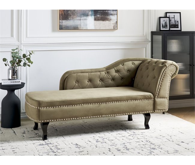 Beliani Chaise longue versão à direita Veludo NIMES Verde