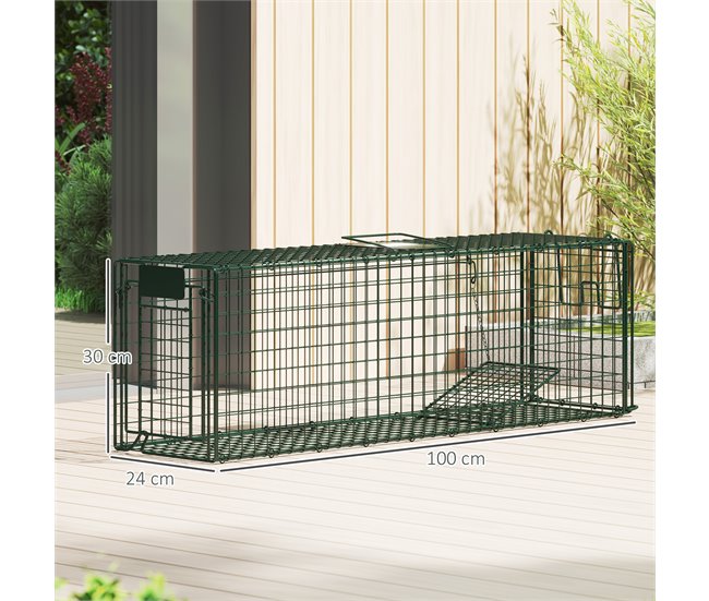 Armadilha para Animais Vivos Aço Outsunny Verde