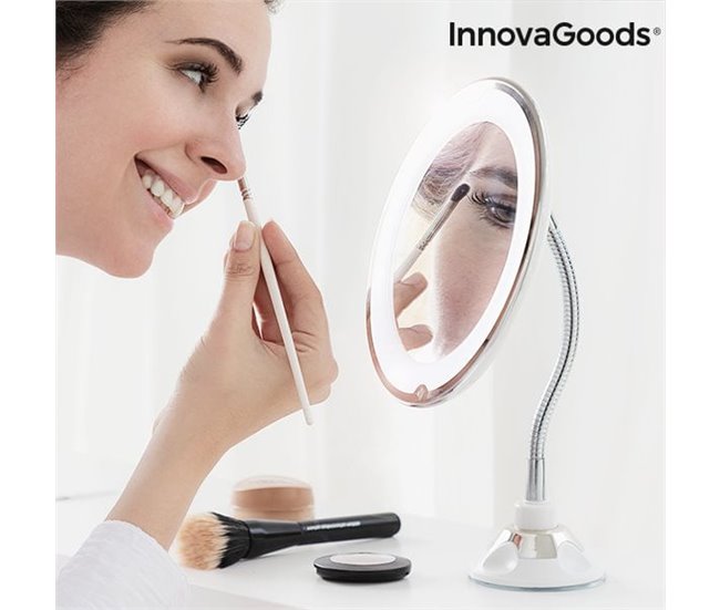 Espelho de Aumento LED com Braço Flexível e Ventosa IG814786 Branco