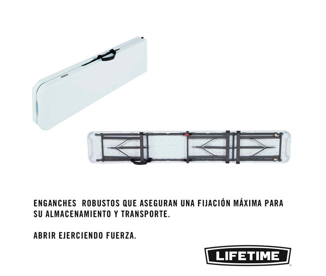 Banco plegable ultrarresistente 454 kg LIFETIME 183x29x42 cm UV100 Branco