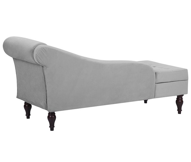 Beliani Chaise longue derecho Terciopelo PESSAC Cinza Claro