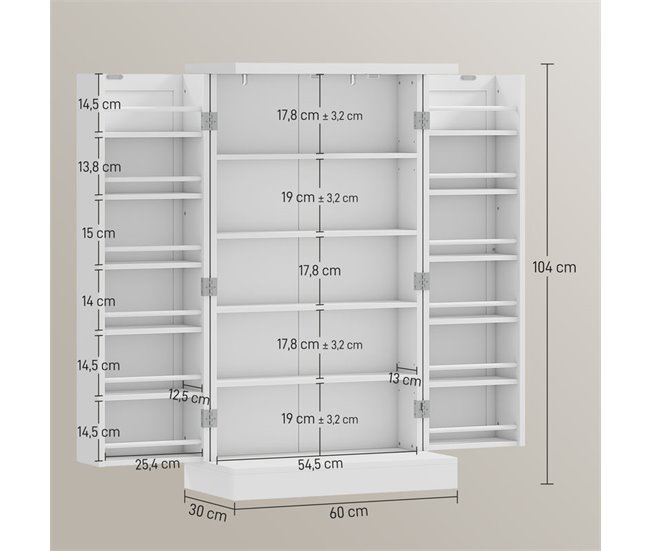 Armário de Cozinha MDF HOMCOM, casa - cozinha Branco