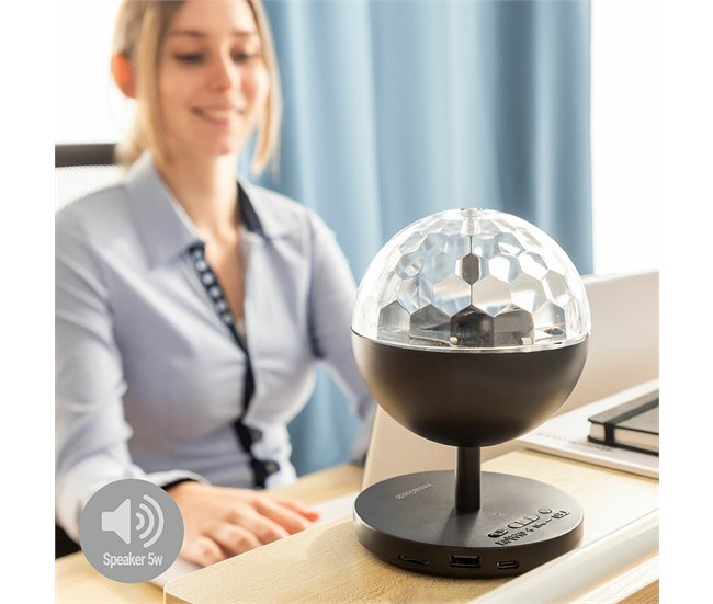 Projetor LED Recarregável com Altifalante Preto