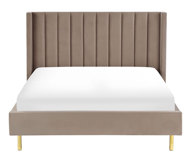 Beliani Cama com estrado Veludo VILLETTE 165x222 Azul Marino