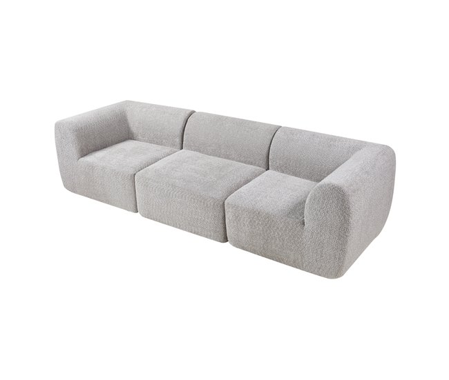 Sofá modular de 3 lugares Hurvas bouclé Branco