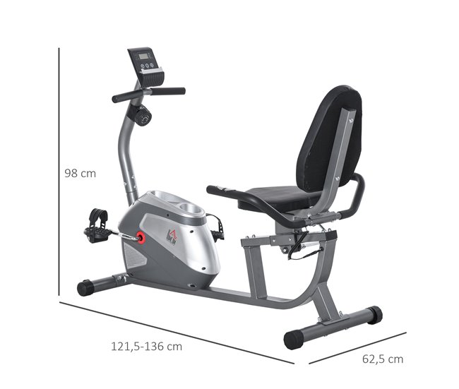 Bicicleta ergométrica Aço, ABS HOMCOM Cinza