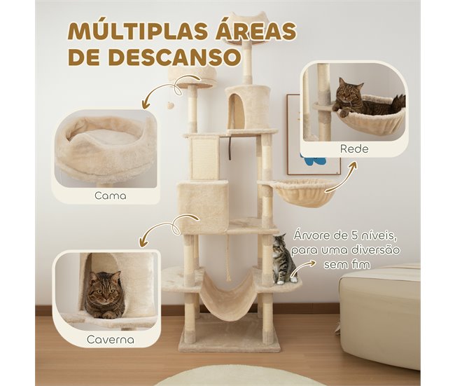 Arranhador para Gatos Aglomerado e Sisal PawHut Bege