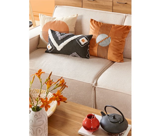 Beliani Almofada decorativa MOONFLOWER Bege
