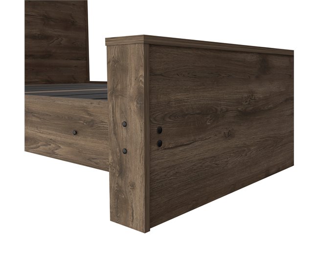 Base de cama completa Galanto, com moldura Castanho