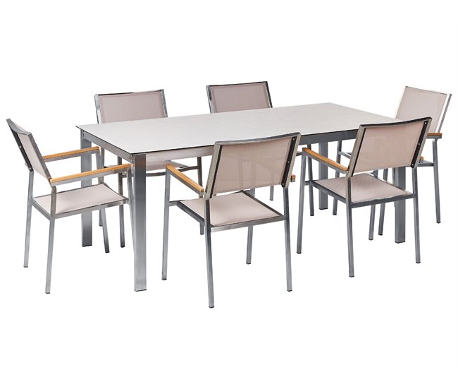 Beliani Conjunto de refeição COSOLETO/GROSSETO Branco
