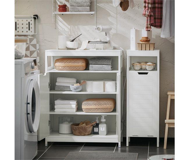 Armário de banho multifunções com 2 portas BZR121-W SoBuy Branco
