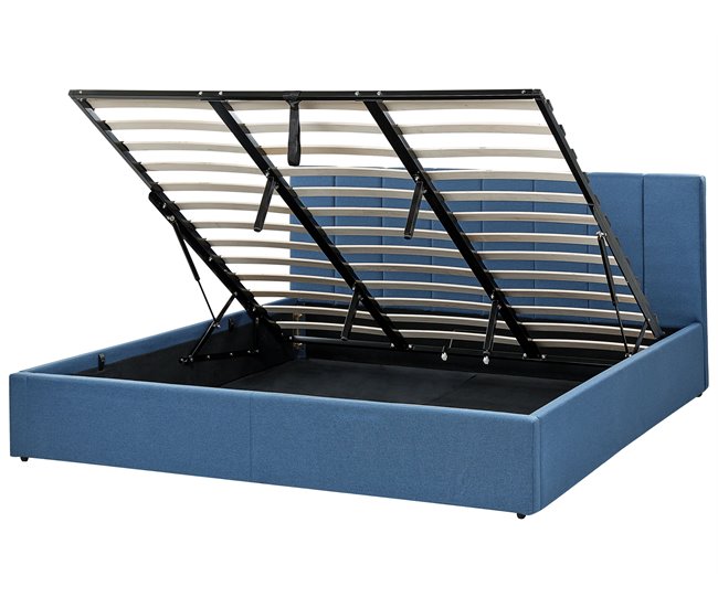 Beliani Cama com estrado Poliéster DREUX 191x214 Azul