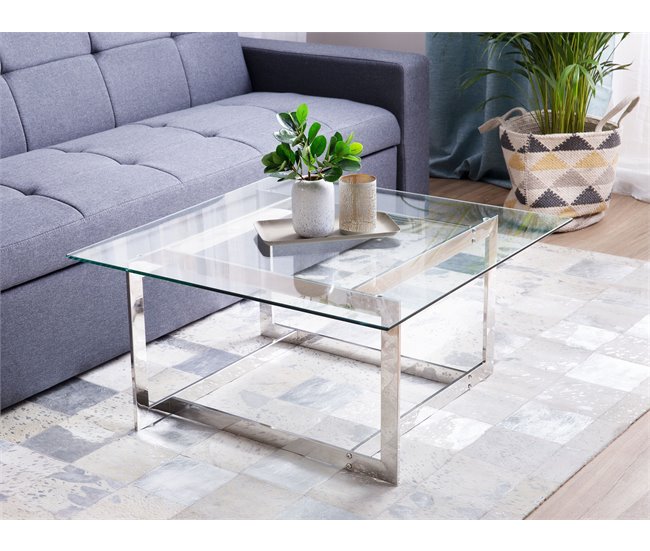 Beliani Mesa de centro CRYSTAL 80x80 Cinza