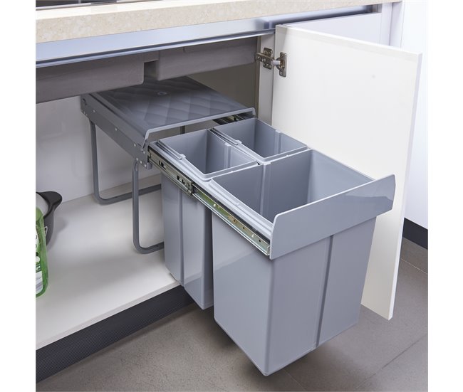 Caixote do lixo extraível Froland capacidade 2 x 10 L + 1 x 20 L Cinza