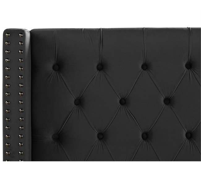 Beliani Cama com estrado Veludo LUBBON 152x215 Preto