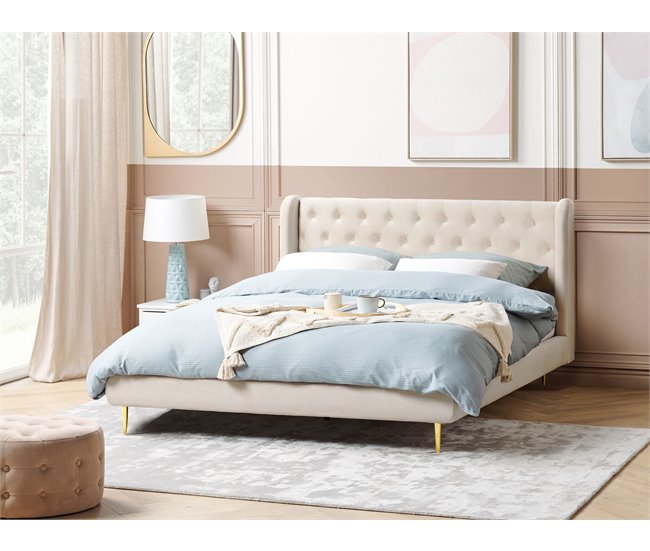 Beliani Cama Veludo FORBACH Bege
