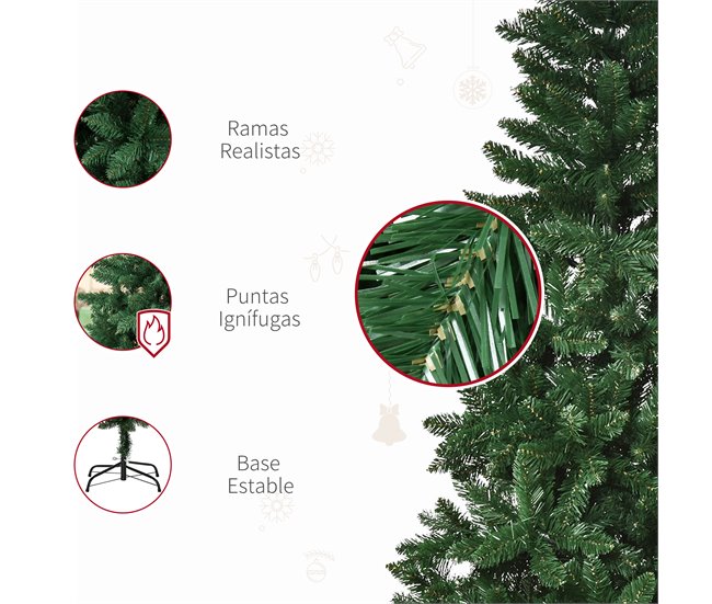 Árvore de Natal PVC, Aço HOMCOM, casa - natal Verde