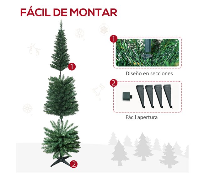 Árvore de Natal PVC, metal e plástico HOMCOM, casa - natal Verde