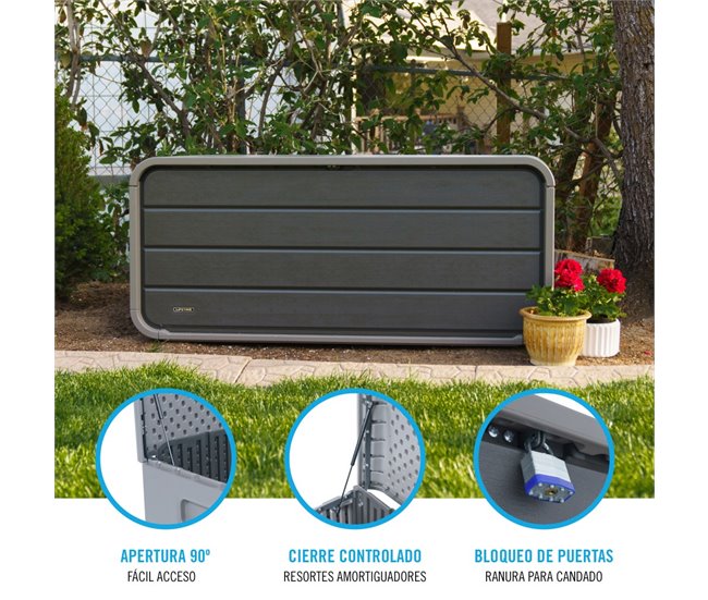Baú externo ultrarresistente c/tampa articulada Lifetime Cinza