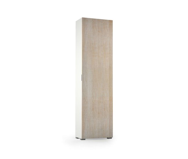 Armário multiuso com 1 porta efeito madeira Branco