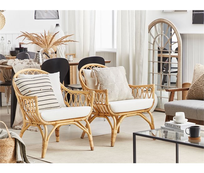 Beliani Conjunto lounge Rattan/vime SIBARI Bege