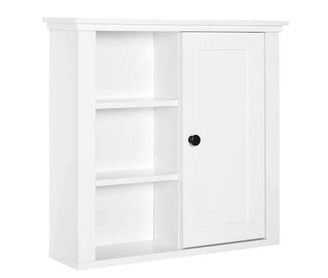 Armário de banheiro MDF, Aglomerado HOMCOM, casa - casa de banho Branco