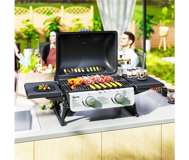 Barbecue a Gás Aço e ABS Outsunny Preto