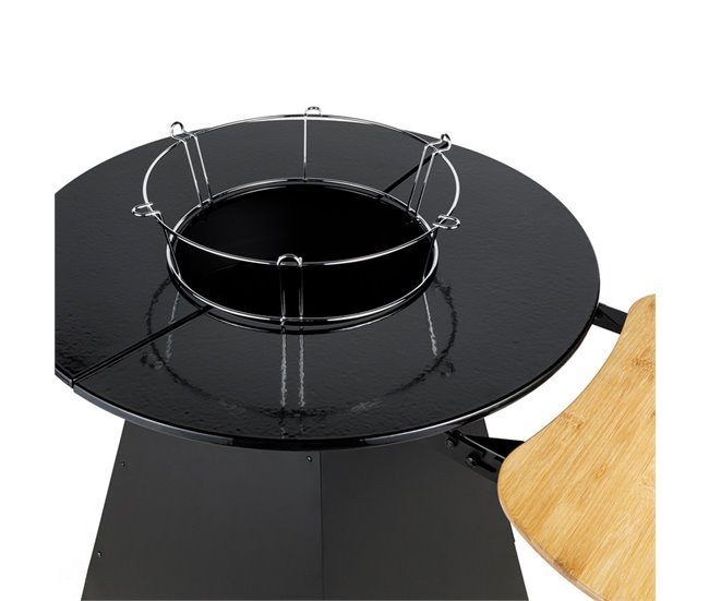 Braseiro de carvão vegetal com placa de ferro fundido esmaltado Preto