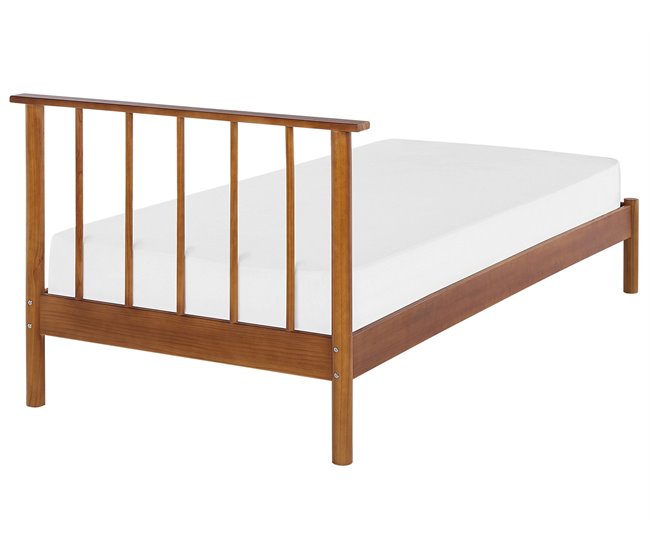 Beliani Cama com estrado Pinho BARRET 106x210 Castanho