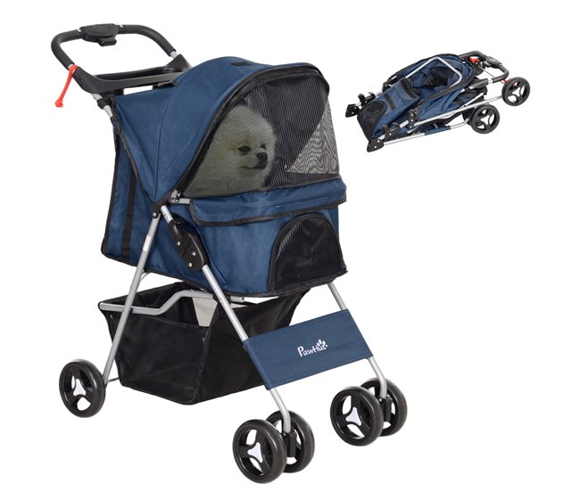 Carrinho para Animais de Estimação Aço e Tecido de Oxford PawHut Azul