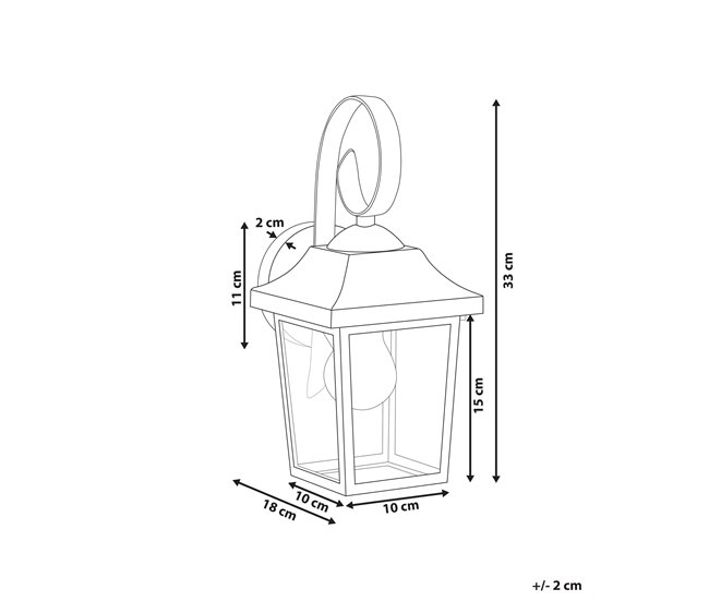 Beliani Iluminação de parede para exterior TANGON Preto