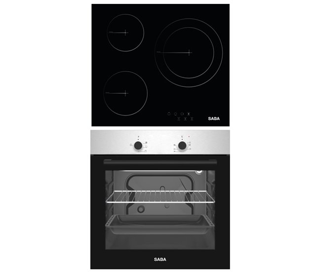 Conjunto forno e placa vitrocerâmica SABA SB-BIVOB-2023  Preto/ Inox