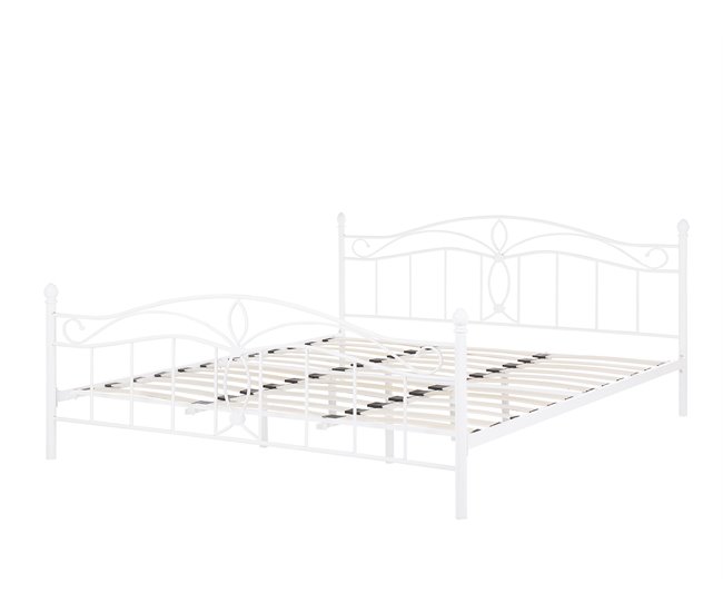 Beliani Cama com estrado Metal ANTLIA 188x209 Branco