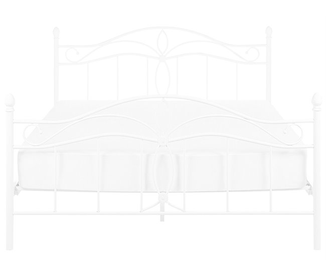 Beliani Cama com estrado Metal ANTLIA 148x209 Branco
