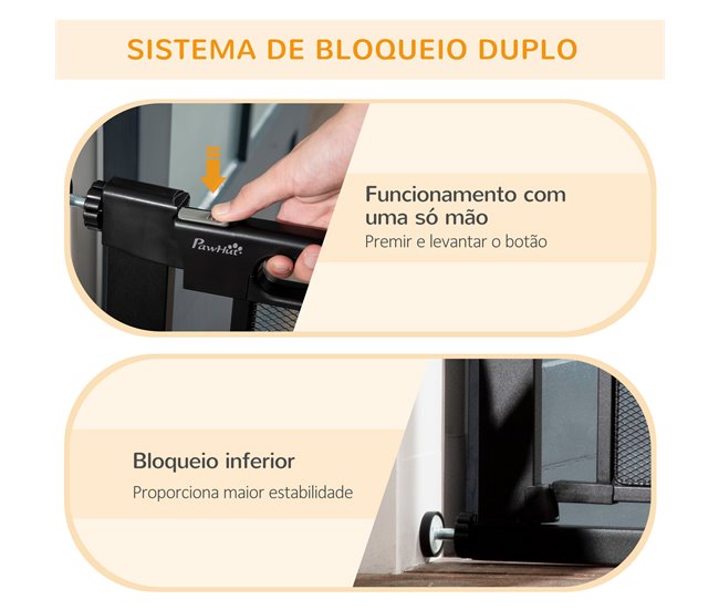 Barreira de Segurança Aço e ABS PawHut Preto